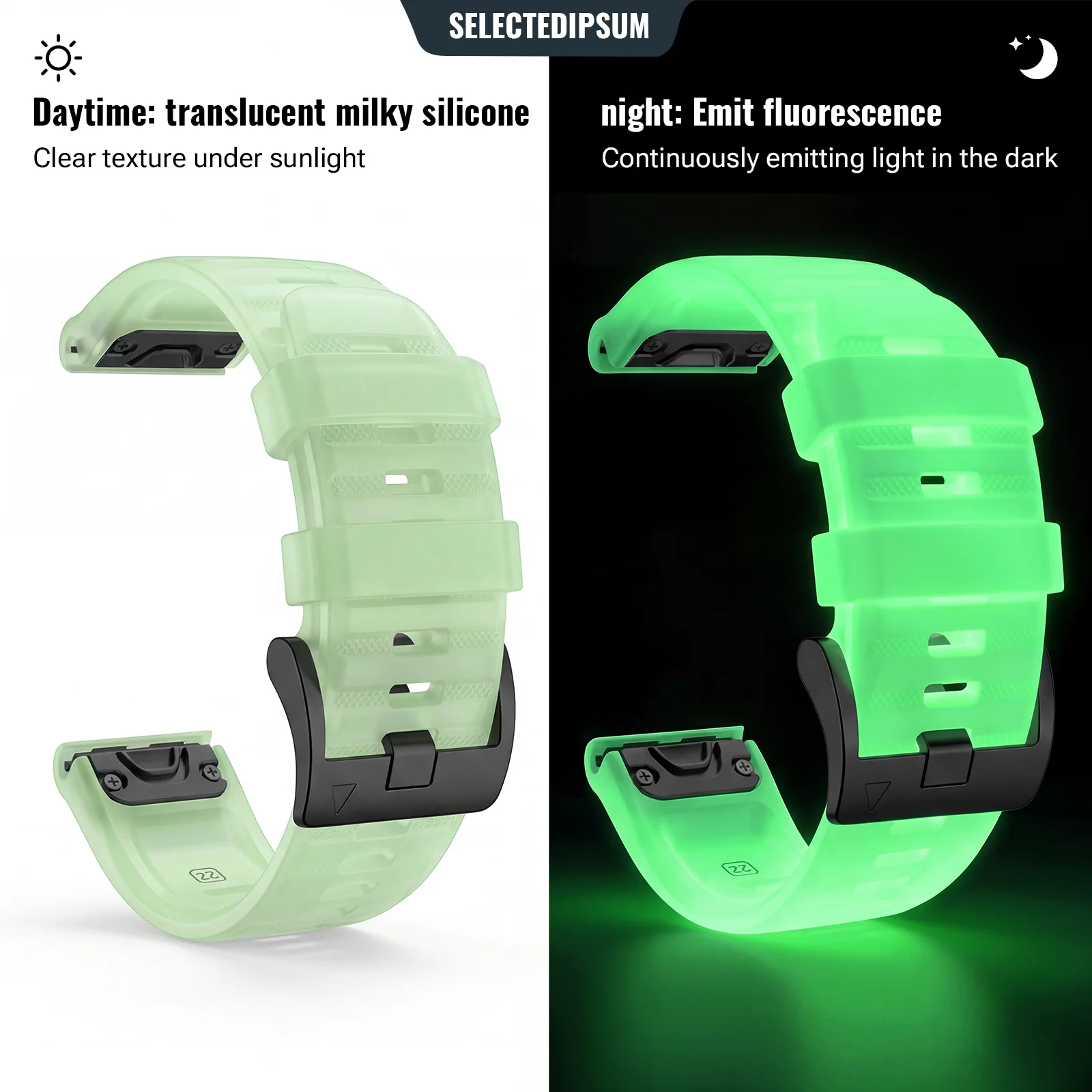 Quick Fit 22 26mm Luminous Silicone Watch Band For Garmin Fenix 6 6X 7 7X 5 5X Plus Epix Pro Enduro 3 Forerunner 970 965 Fenix8 view 6