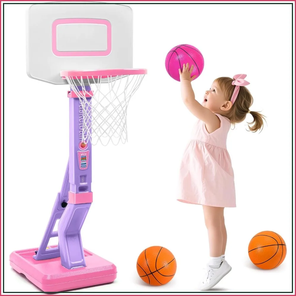 

Adjustable Kids Basketball Hoop, Indoor Outdoor Mini Set with Balls, Gift for Toddlers 1-5