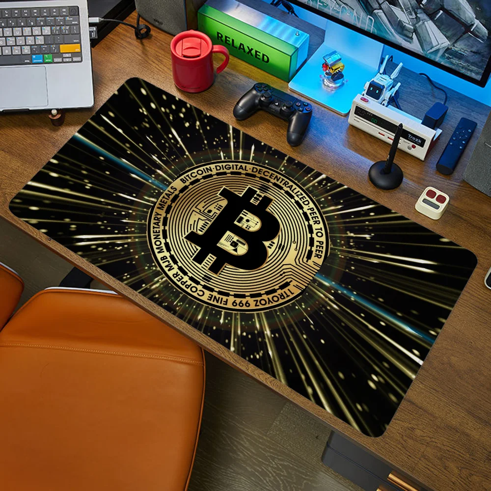 

Игровой коврик для мыши Биткоин, Настольный коврик для игрового компьютера, офисные аксессуары, большой коврик для мыши с аниме, коврики для ПК Xxl, регулируемые мыши
