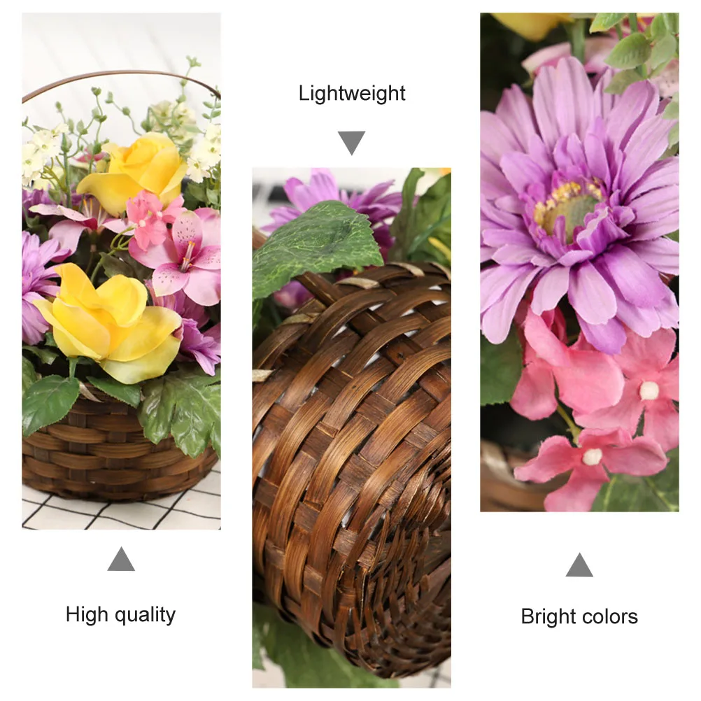 

Artificial Flower Basket Decor Lightweight Bright Colors Plastic Wood Material Perfect for Desktop Garden Balcony Room Decor