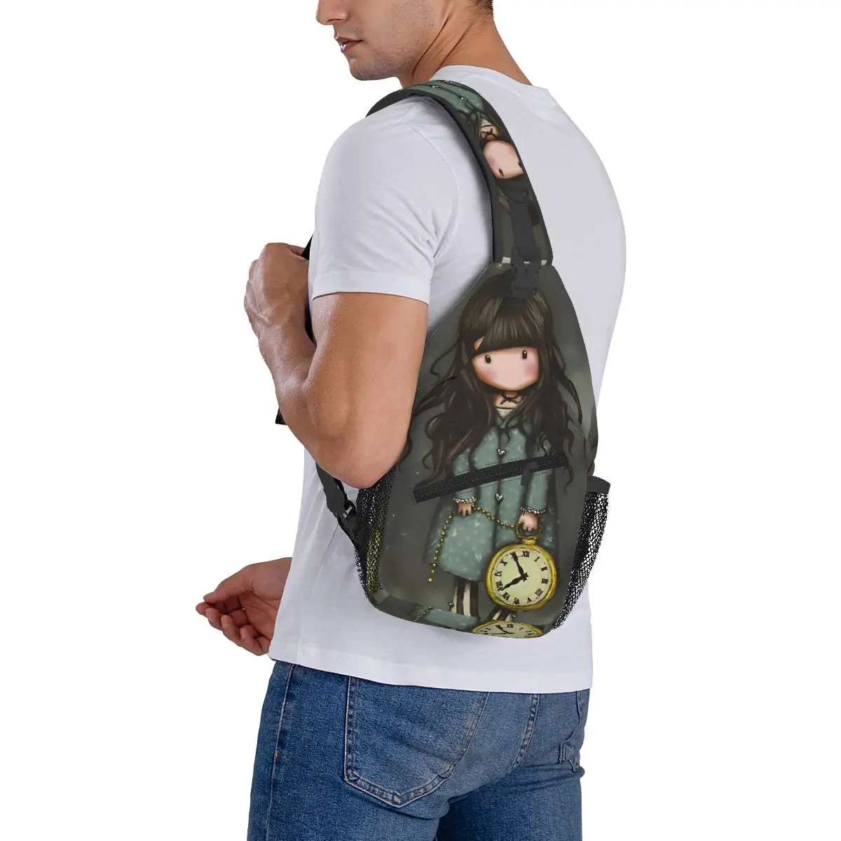 Santoros-gorjuss mochila de hombro cruzada para deportes al aire libre, bolsos de tirantes para muñecas, paquete impreso