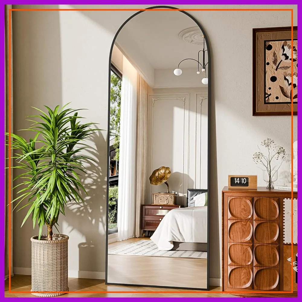 

59x16 Arched Full Length Floor Mirror with Stand, Black, for Bedroom Living Room Cloakroom
