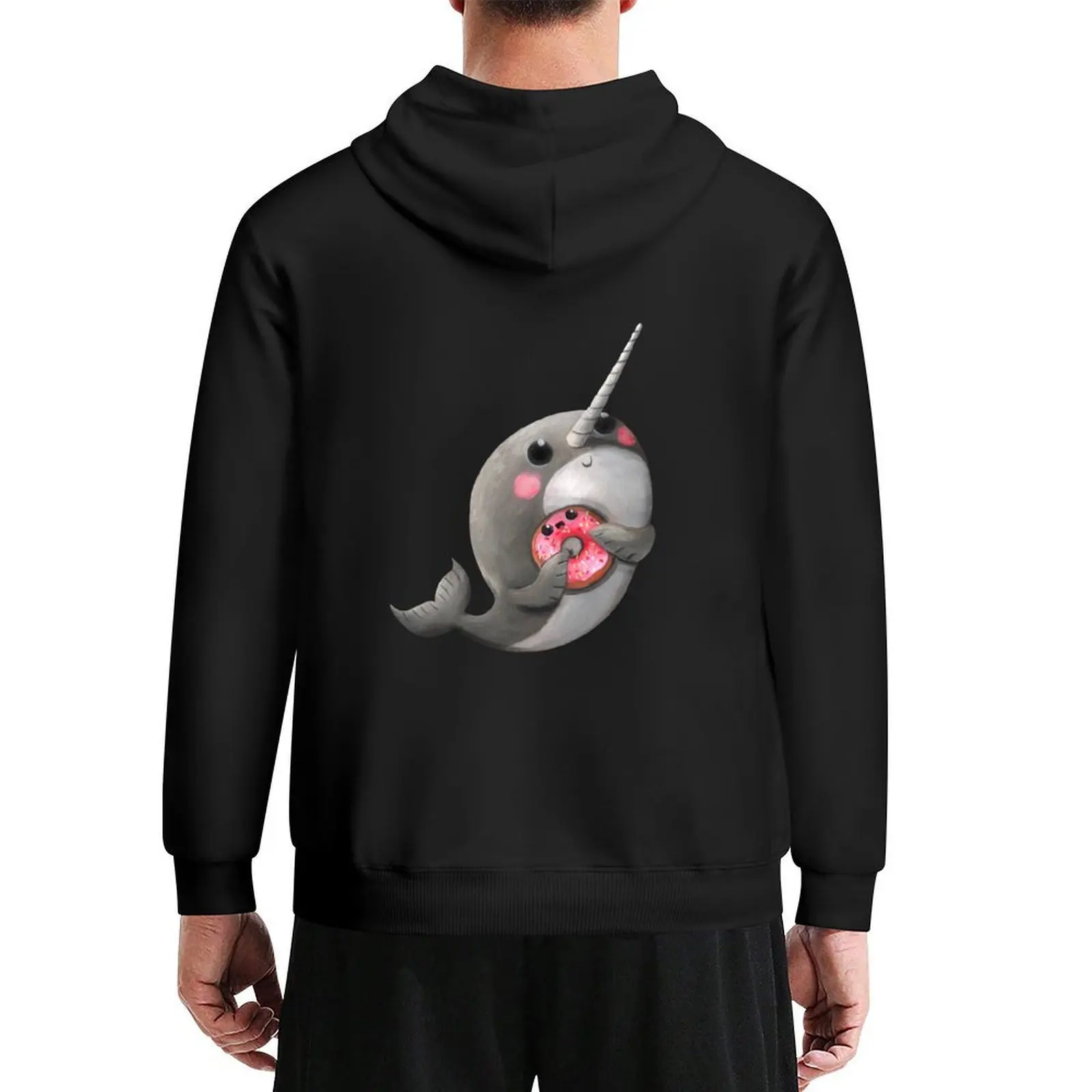 لطيف Narwhal مع دونات هوديي ملابس الخريف ملابس الرجال ملابس الخريف الكورية أنيمي ملابس الرجال هوديي