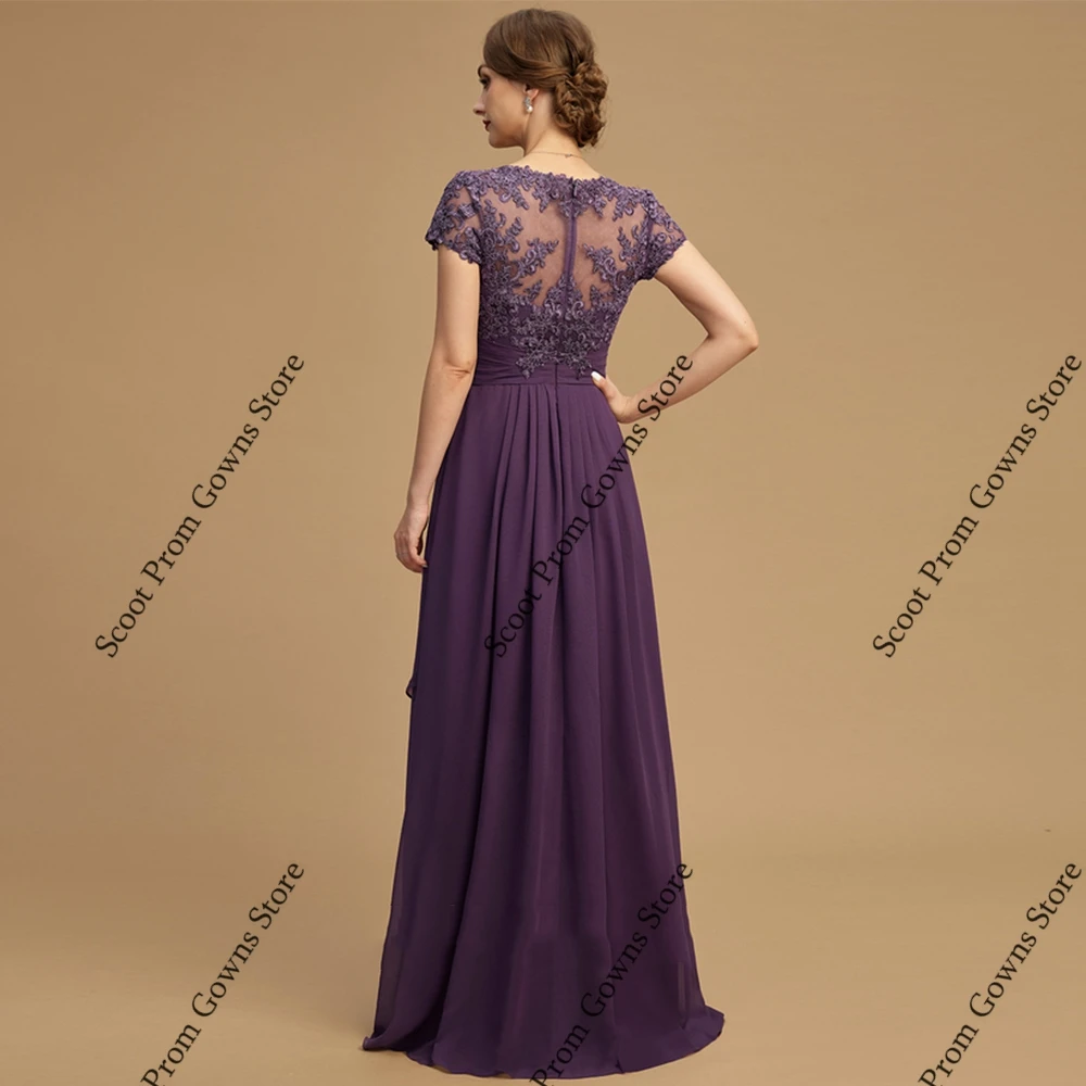 فساتين أم العروس الأرجوانية الساحرة بأكمام قصيرة فساتين حفلات الزفاف للنساء لصيف 2025 رداء الشاطئ الجديد De Soirée