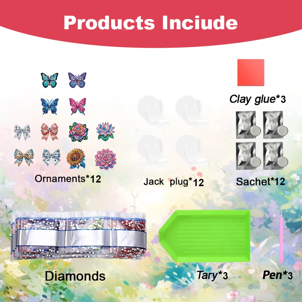 

12pcs Diamond Painting Car Aromatherapy Vent Clip for Car Interior Decor