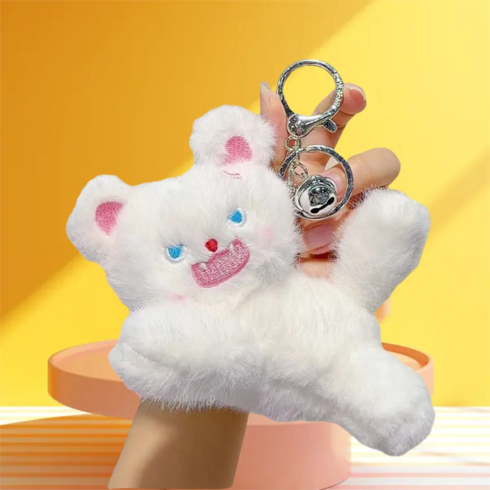 Soft Plush Plush Keychain Lovely Cat Angry Kitten Plush Bag Pendant Cartoon Design Stuffed Doll Pompom Ball Plush Keyring