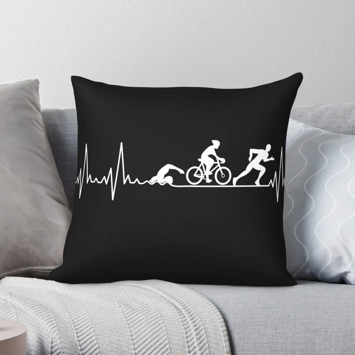 Funny Triathlon Pillowcase Polyester Linen Velvet Pattern Zip Decor Pillow Case Room Cushion Cover 18