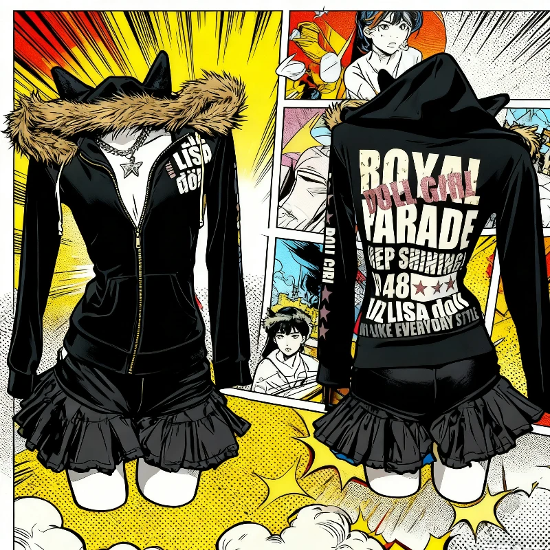 

Ролевые игры, американский облегающий свитер с кожаным воротником и молнией Y2k, осенний свитер с буквенным принтом, европейский и американский трансграничный свитер