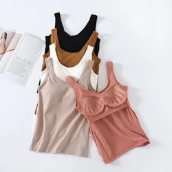 Bra Tank Top For Women Push Up Stretchable Camisole Slim Fit Singlet Vest Sleeveless Sexy Casual Korean