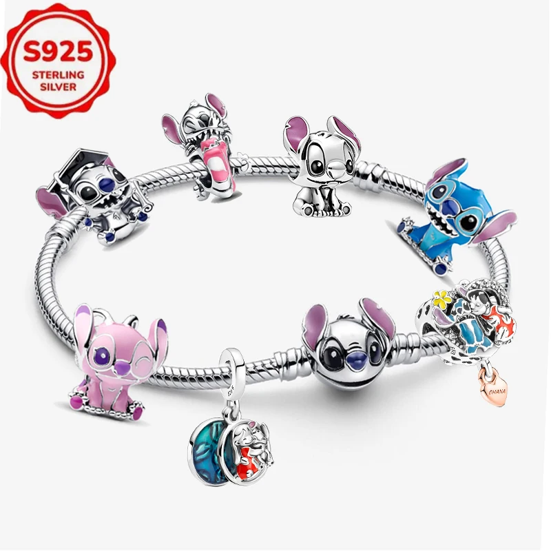 

Plata De Ley 925 Disney Stitch Charms - New Hot Pendant Beads, Fit Women's Bracelets/Bangles, DIY Jewelry Gifts