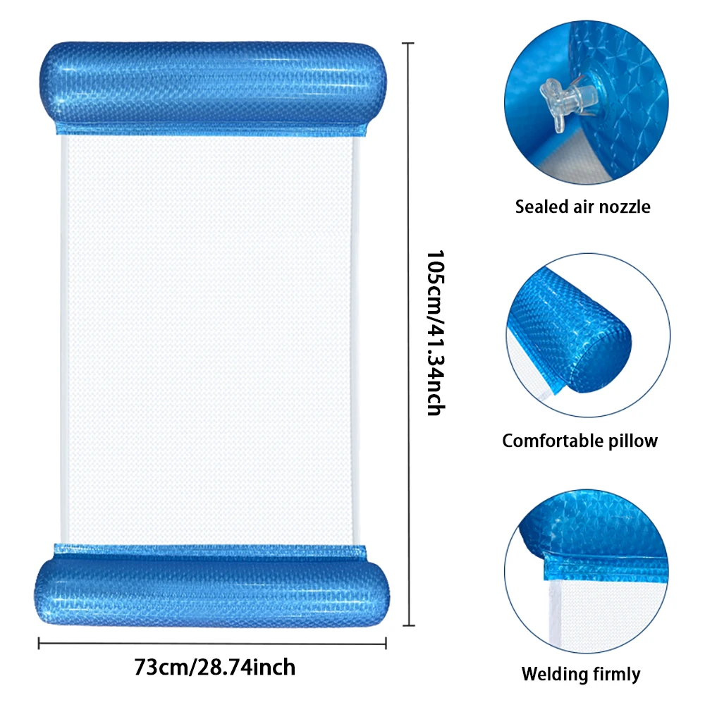 أرجوحة مائية قابلة للنفخ بأنبوبين، سرير عائم لحفلات حمام السباحة/الشاطئ/الحديقة المائية، مرتبة هوائية محمولة للبالغين سهلة الحمل #3