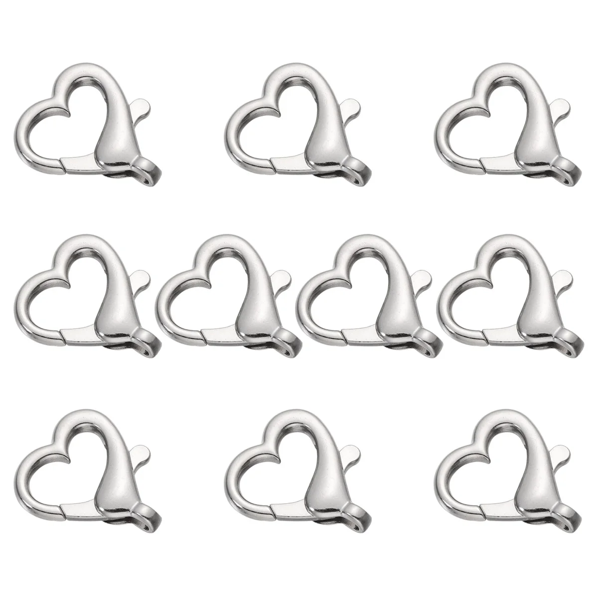 

10Pcs Zinc Alloy Lobster Clasps Handmade DIY Key Ring Parts for Pendant Bag Suitcase Silver Tone 105 Heart Design Buckles