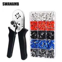 Tubular Terminals Crimping Pliers Mini Electrical Tool HSC8 6-4 0.25-10mm² 23-7 High Precision Clamp Sets Ferrule Crimper Kit