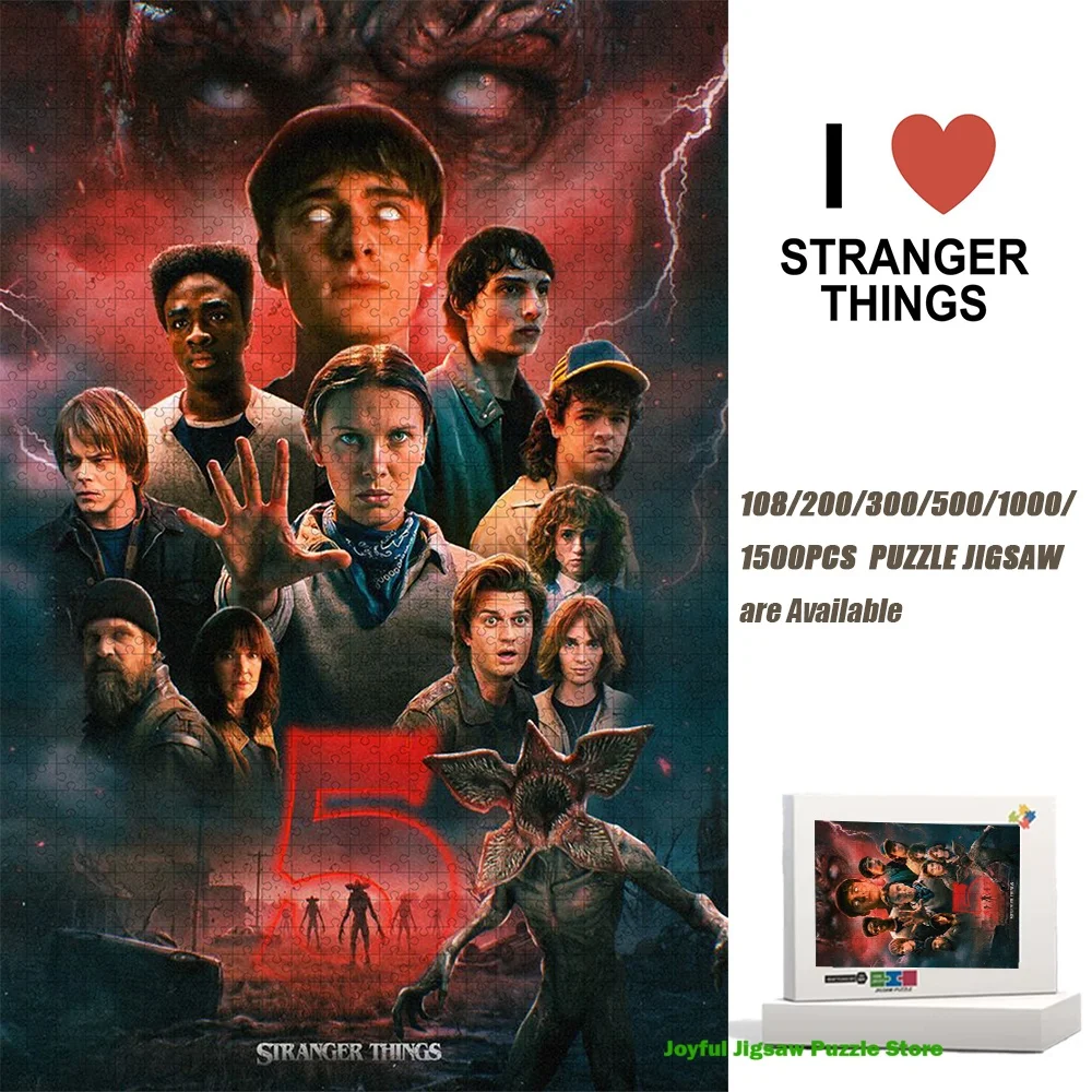 

Stranger Things Jigsaw Puzzle Horror Tv Show Fan Gift 108/200/300/500/1000/1500Pc Decompression Toy Unique Puzzles Gifts