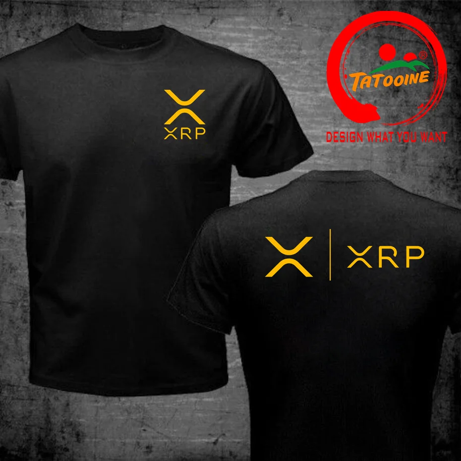 Cryptocurrency Crypto Miner XRP RIPPLE NEW GOLD SIDE BY SIDE Tshirt Harajuku Punk Men's Tshirts Tops Pure Cotton O-Neck T Shirt