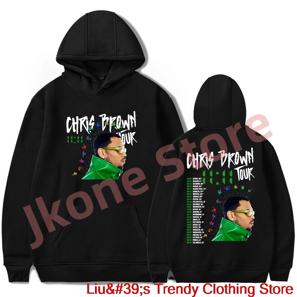 

Chris Brown 11:11 Tour Hoodies Rapper New Logo Merch Pullovers Women Men Fashion Casual HipHop Style Sweatshirts