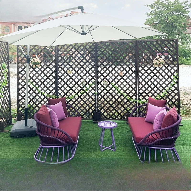 Nordic outdoor leisure furniture courtyard garden seaside beach sofa outdoor exposed balcony terrace day double rattan chair