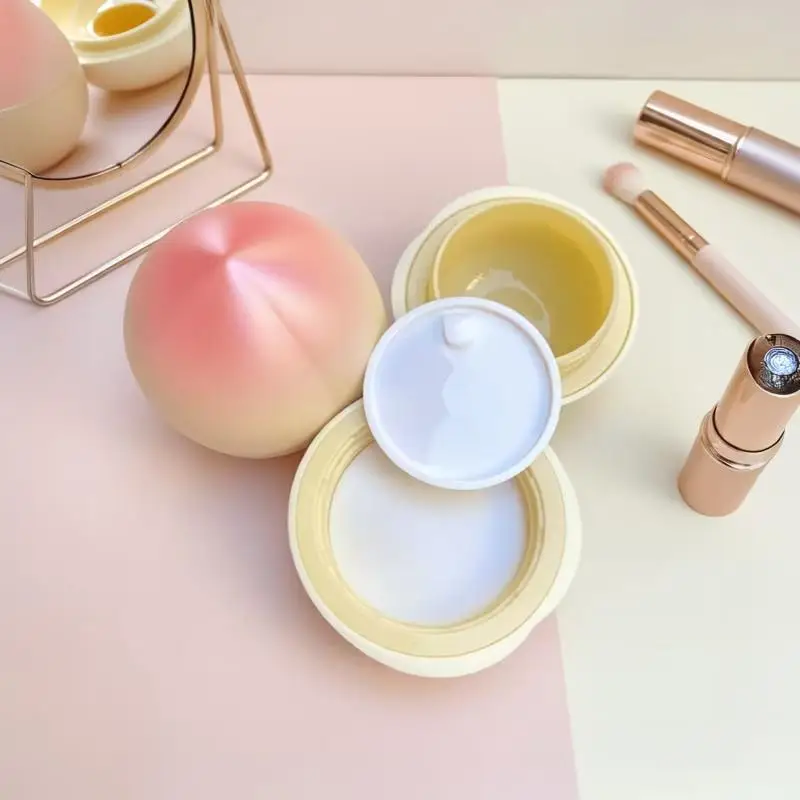 1 Stück Fruchtserie-Packung Kirsch-, Pfirsich- und Blaubeerform Kunststoff-Kosmetikbehälter Kleiner Lippenbalsam-Behälter Probenfläschchen Cremetiegel – Detail 3