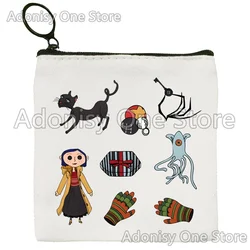 Coraline-Porte-monnaie en toile avec logo personnalisé, rangement en poudre, nouveau sac à clés