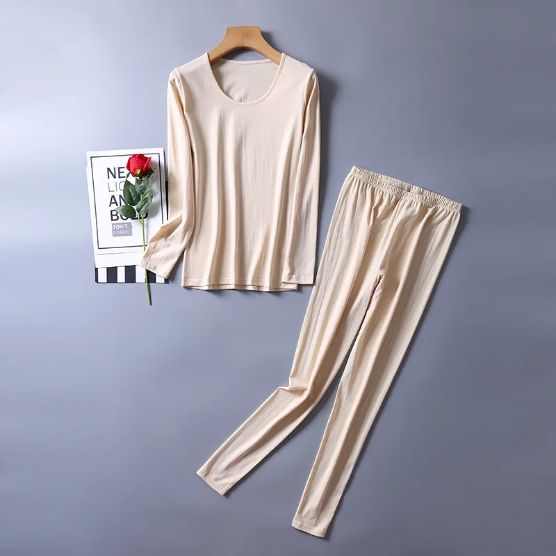 80% Natural Silk 20% Cotton Women Warm Thermal Underwear Set  Long Johns M L XL XS381