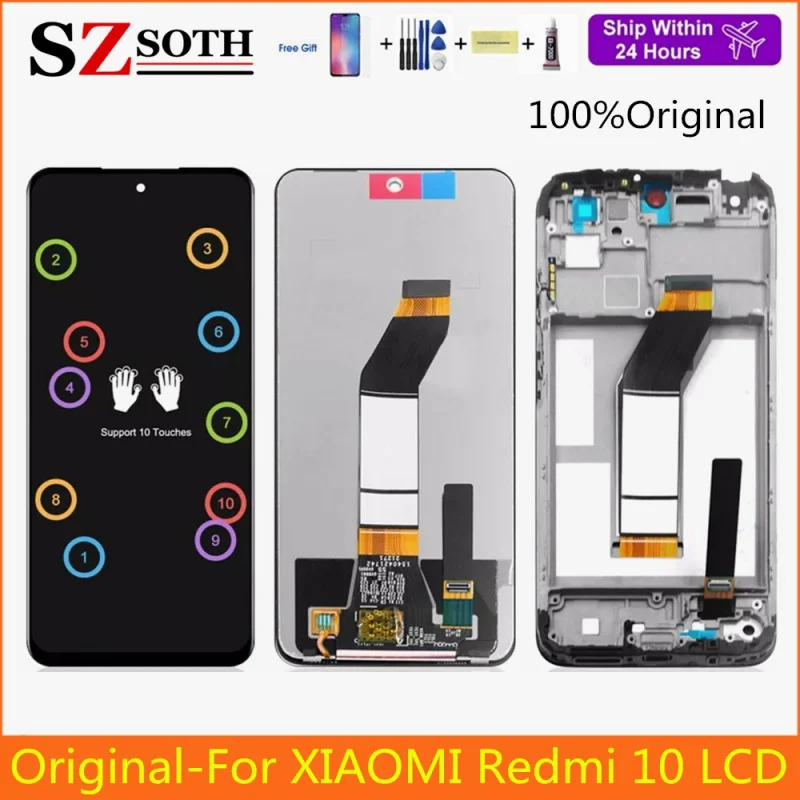 

6.5inch 100% Original For Redmi 10 LCD Display Screen 10 Touches Replacement For Xiaomi Redmi 10 21061119AG Display With Frame