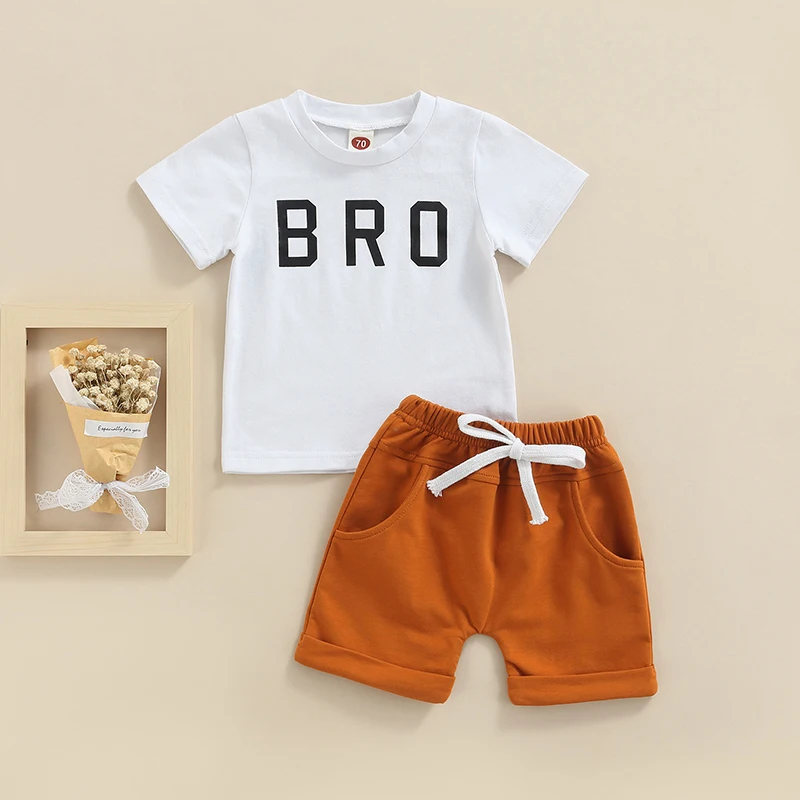 

Toddler Boy s Outfit Set with Printed T-shirt and Denim Shorts - Stylish Graphic Tee and Solid Color Bottoms for Boys