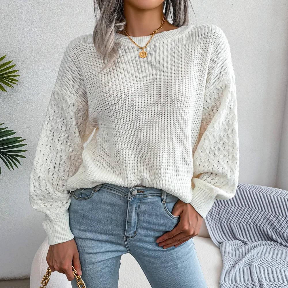 

2025 Women's Clothing Sweaters Autumn Winter Casual Lantern Sleeve Long-Sleeved Knitted Sweater Pullovers