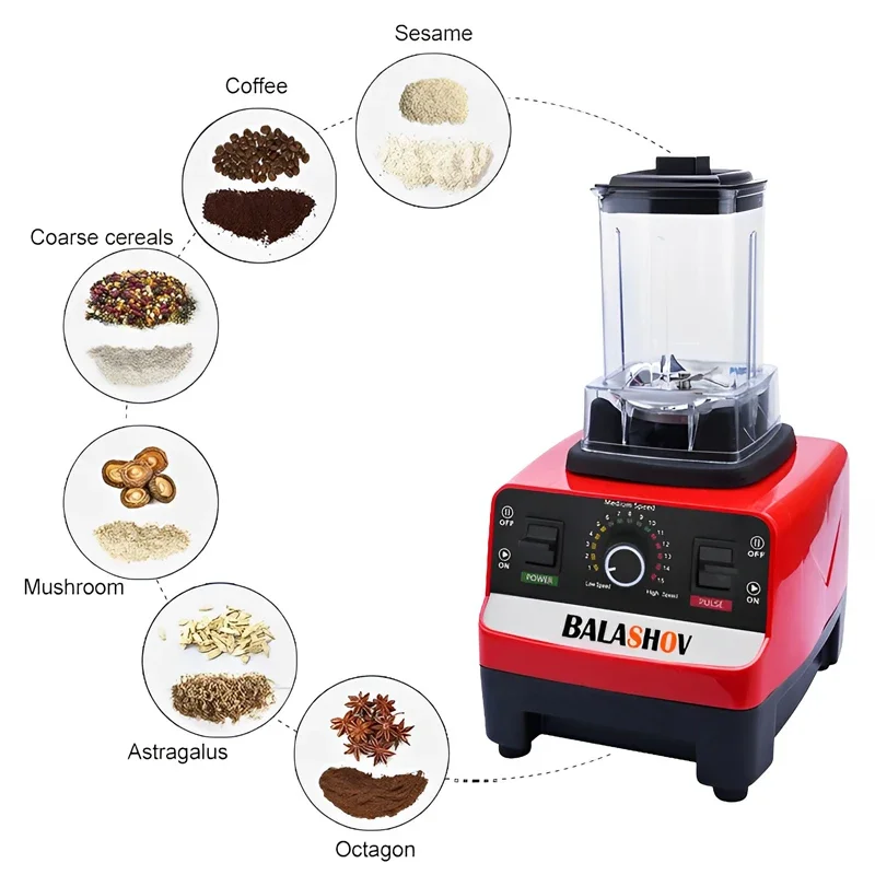 Blender buah prosesor makanan, 2000W tugas berat komersial Blender buah penghancur 220V