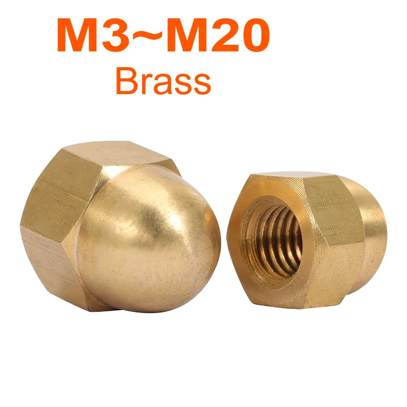 M3 M4 M5 M6 M8 M10 M12 M14 M16 M18 M20 Brass Hex Hexagon Nuts Acorn Nut Semicircle Decorative Dome Cover Head Blind Nut
