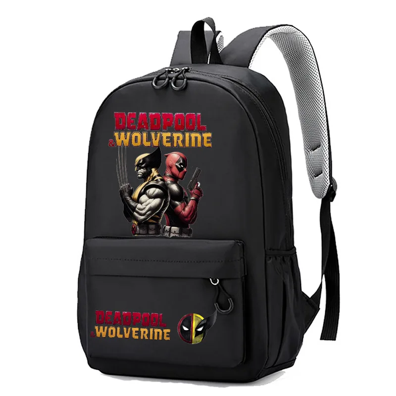 Cartoon Deadpool Wolverine 3D Printing 1-3-6 Grade Children Kindergarten Schoolbag Student Black Backpack Back To School