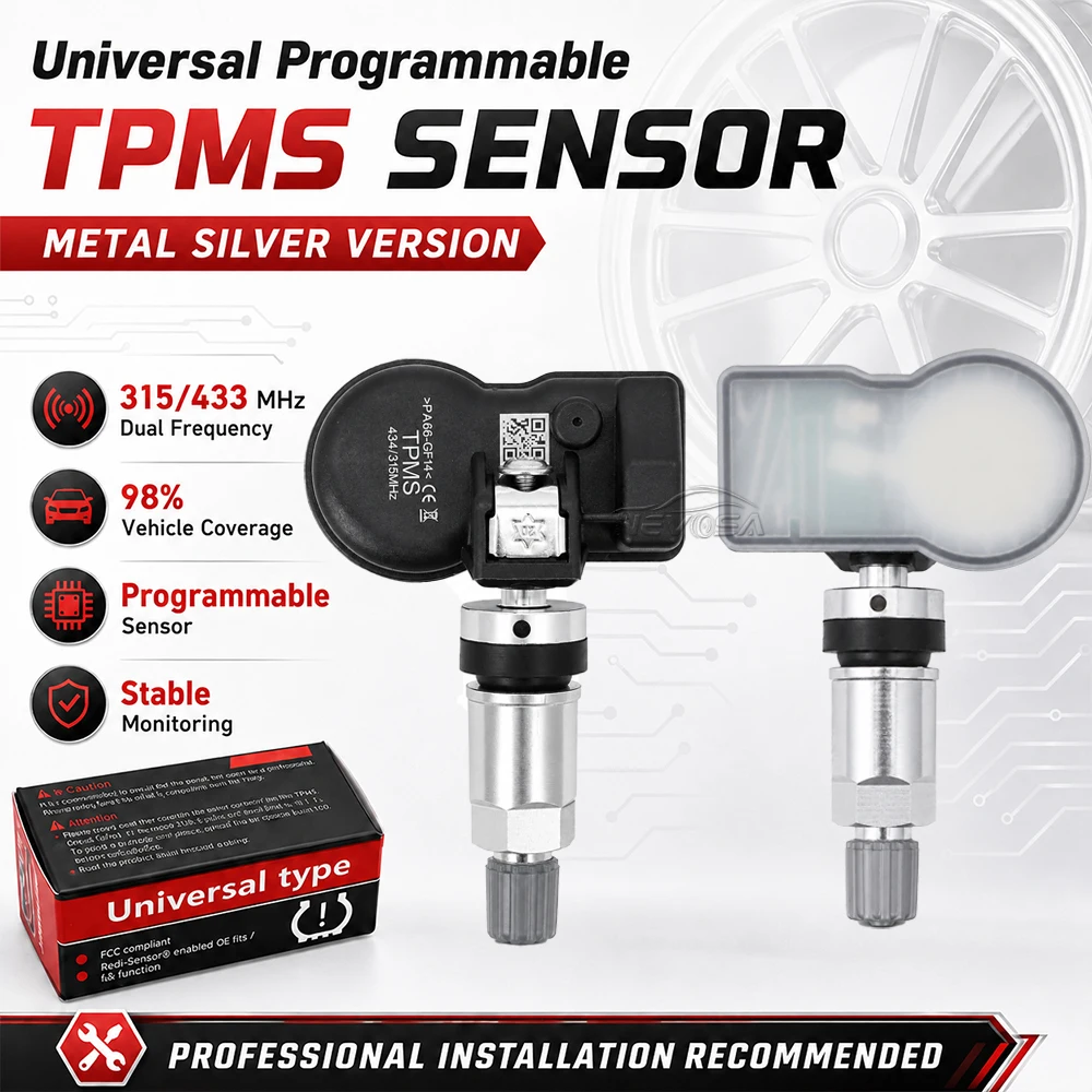 Universal 2 in 1 Programmable TPMS Sensor 315MHz 433MHz Dual Frequency Tire Pressure Compatible with TS501 TS508 TS601 TS608