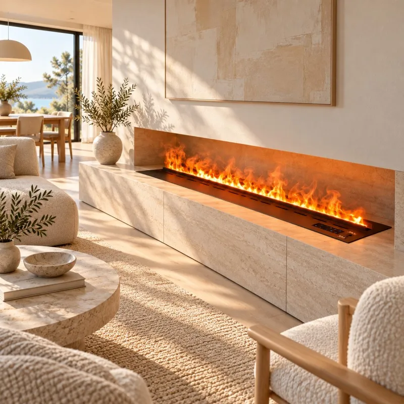 1500mm Luxury Linear Water Vapor Fireplace Custom Size Electric Mist Flame Insert for Contemporary Interiors Firepit Камин