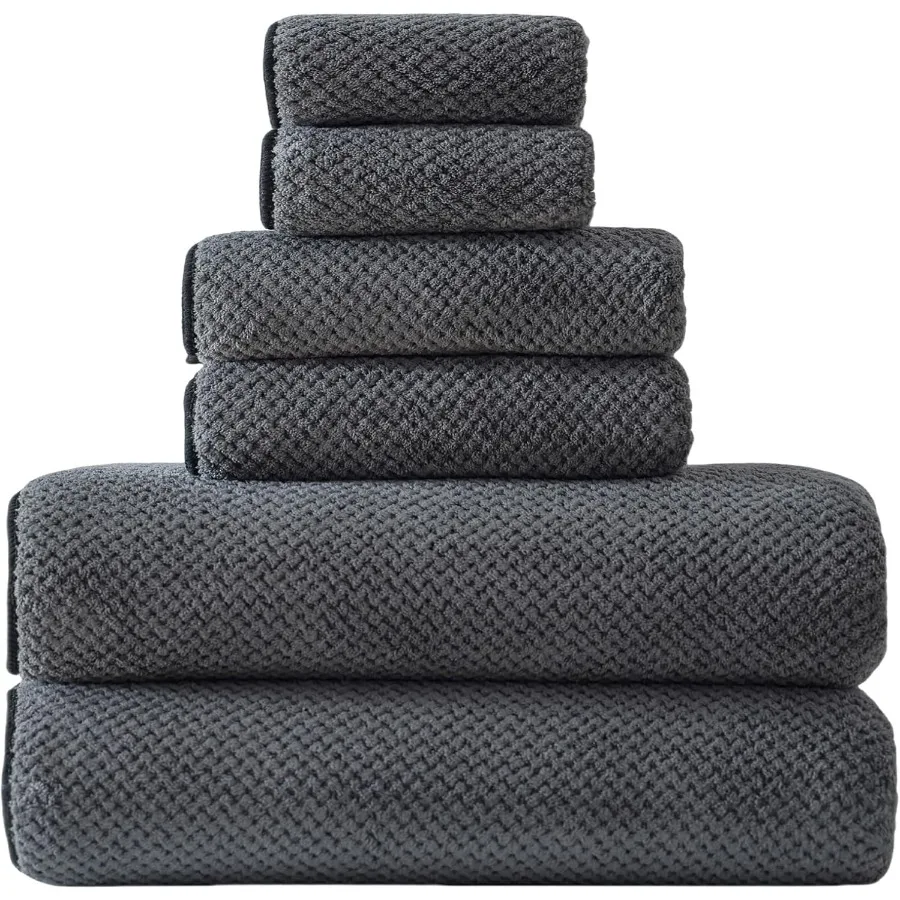 

Набор очень больших банных полотенец 30x60 дюймов, супермягкие впитывающие роскошные полотенца из микрофибры для ванной комнаты темно-серого цвета, идеально подходят для