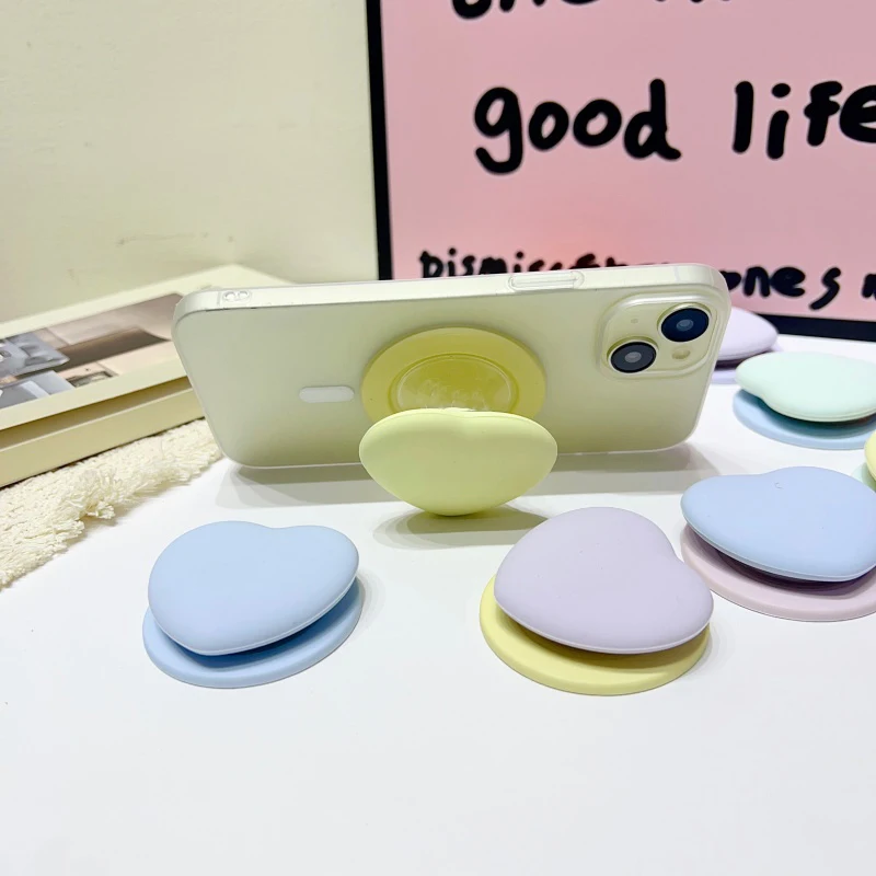

Cute 3D Love Heart For Magnetic Griptok Phone Holder Support For iPhone 15 16 Foldable Wireless Charging Case Stand Girl Bracket