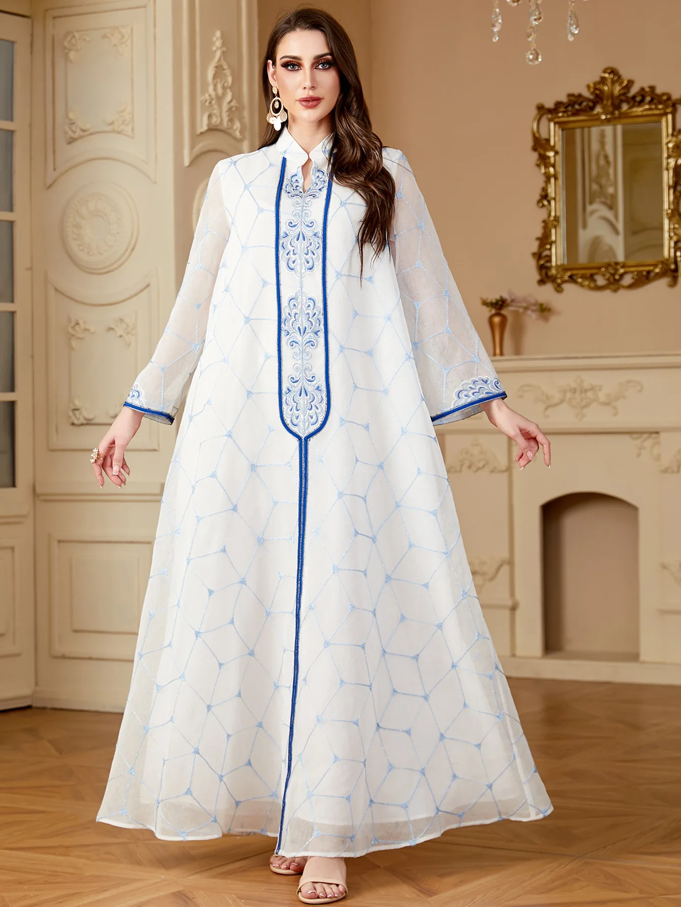 Eid Muslim Dress for Women Jalabiya Party Long Dresses Abaya Long Robe Morocco Dubai Ramadan Embrodiery Kaftan Vestidos Largos