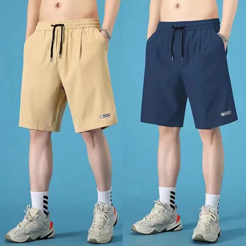 

Ice Silk Loose Fit Spor orts Men's Summer Thin Qui Dry Running Pants Beachwear Casual Straight Leg Trousers