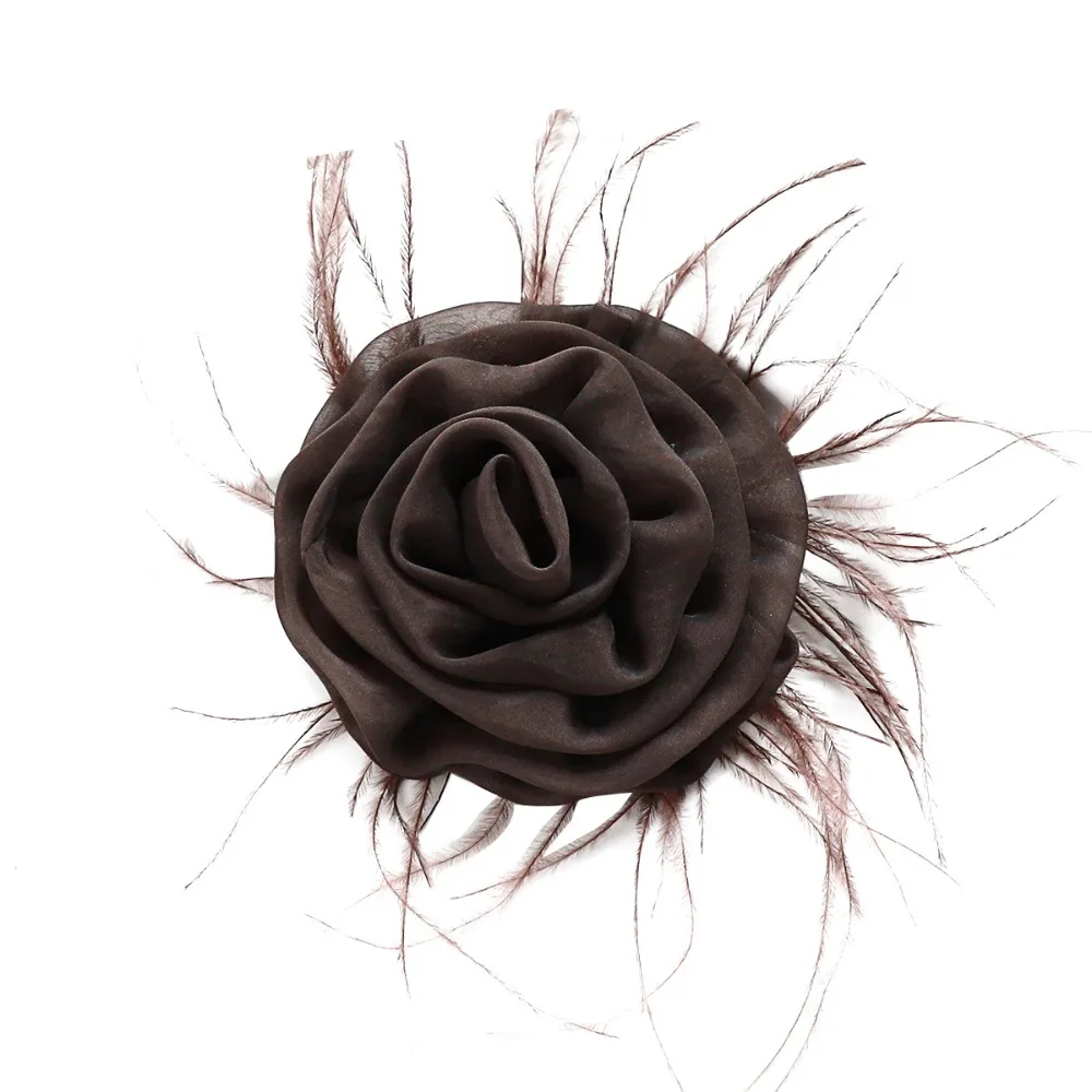 Cloth Organza Flower Decor Natural Ostrich Plume Organza Flower Ostrich Feather Accessory Soft Light Texture Hair Ornament