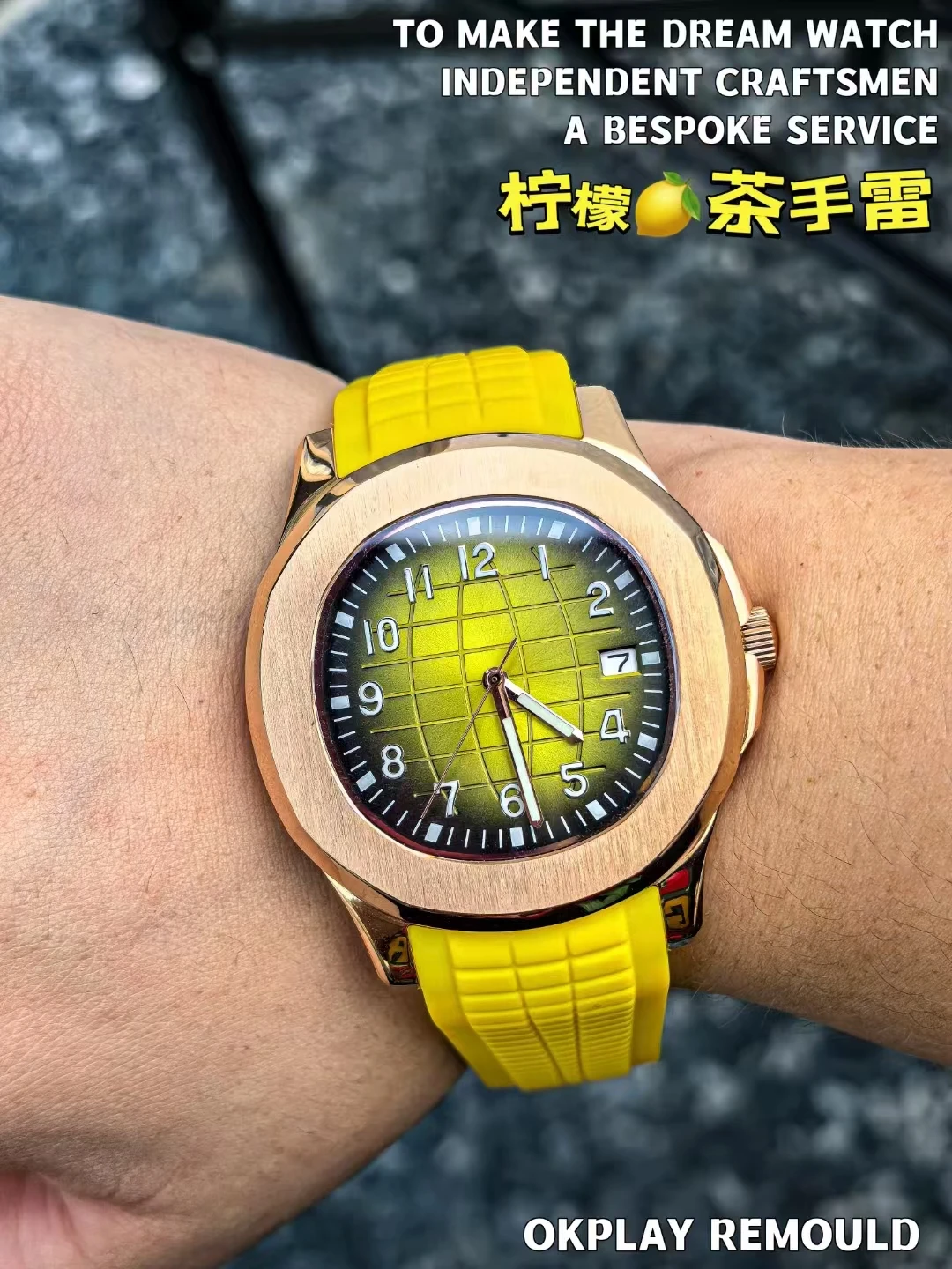 OKPLAY Mannen Automatisch Horloge 42mm Aangepaste Gemodificeerde Mechanische Horloge 10ATM Waterdichte Lichtgevende NH35 Datum Rubberen Band