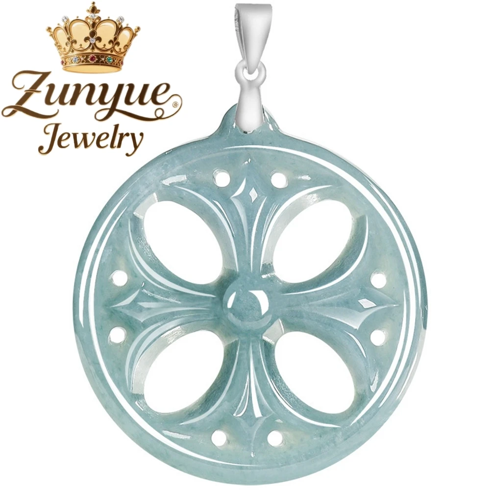 

Authentic Natural Genuine A-Grade Blue Water Ice-Grade Jadeite Cross Pendant Fashion Fine Exquisite Popular Jewelry Simple Gift