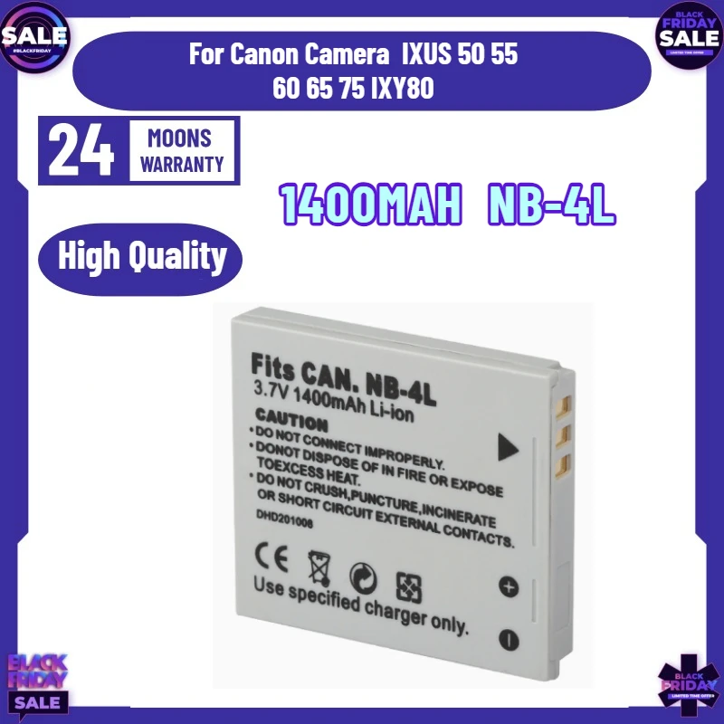 SWZY 1400MAH NB-4L Battery for Canon Camera  IXUS 50 55 60 65 75 IXY80 PowerShot SD 30 400 430 450 750 Cameras Batteries