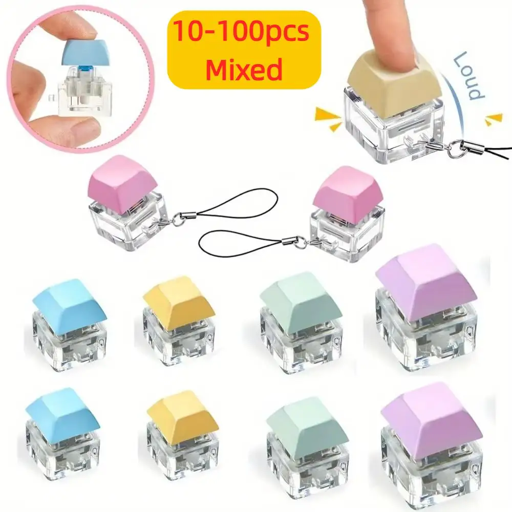 10-100pcs Silent  Fidget Keychain Keyboard Stress Relief Office Classroom Quiet Noisy Scene Party Favors