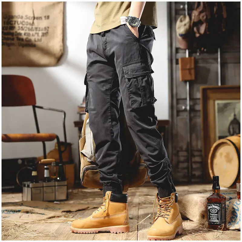 Men Cargo Pants Multi-Pocket Military Tactical Joggers Cotton Male Casual Trousers Plus Size Khaki Black Army Pantalon Militaire