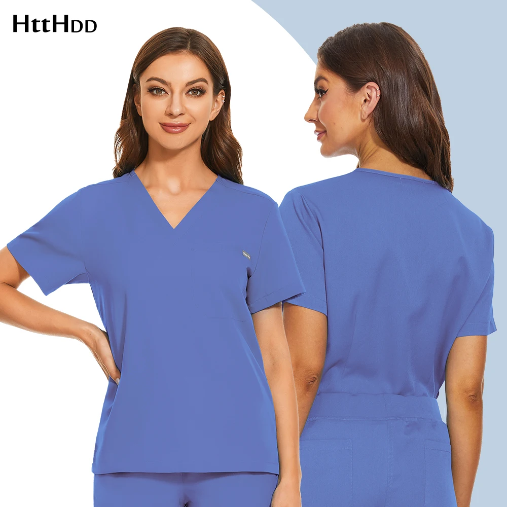 

Medical Clothing for Women Aesthetic Uniforms Medical Scrub Top Beautician Manicurist Work Wear V-neck Short Sleeves Tops Unisex