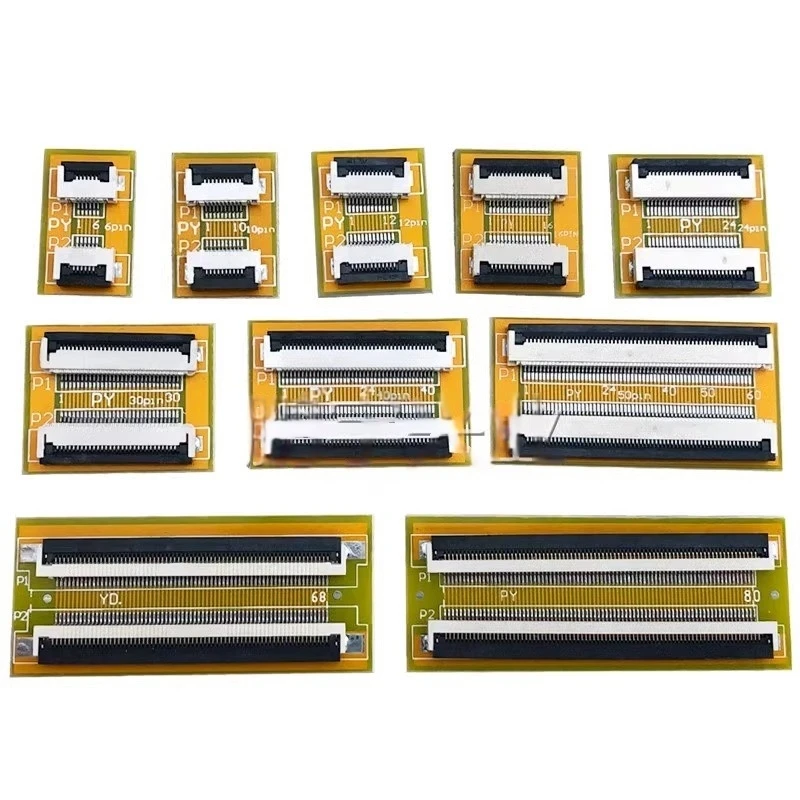 2pcs FPC/FFC Flexible Flat Cable Extension Board 0.5/1.0mm Pitch 6-50Pin Soft Cable Extension Connector