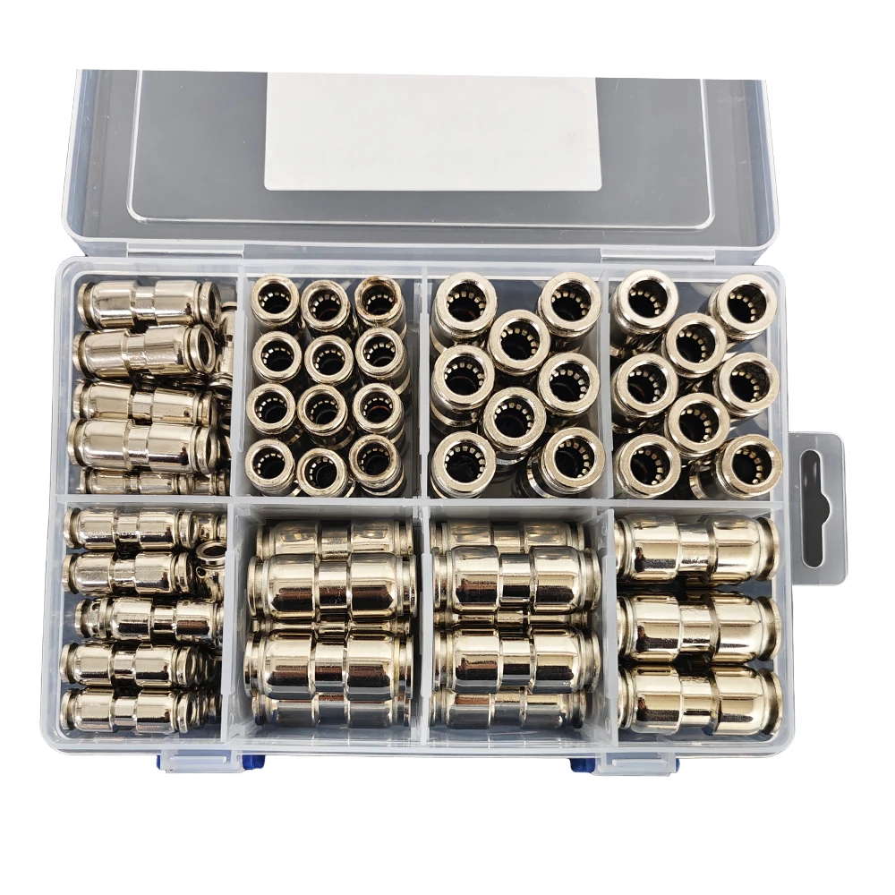 80Pcs Stainless Steel Pneumatic Quick Coupling Straight Push-in Fitting  for 4mm to 12mm Polyurethane Air Hose