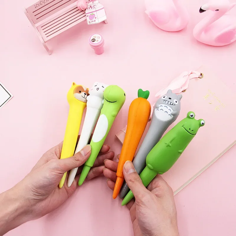 10 Pcs Creative Gel Pens Set Decompression Neutral Water Pen Soft Fluffy Students with Pinch Cute Super Creative Decompression