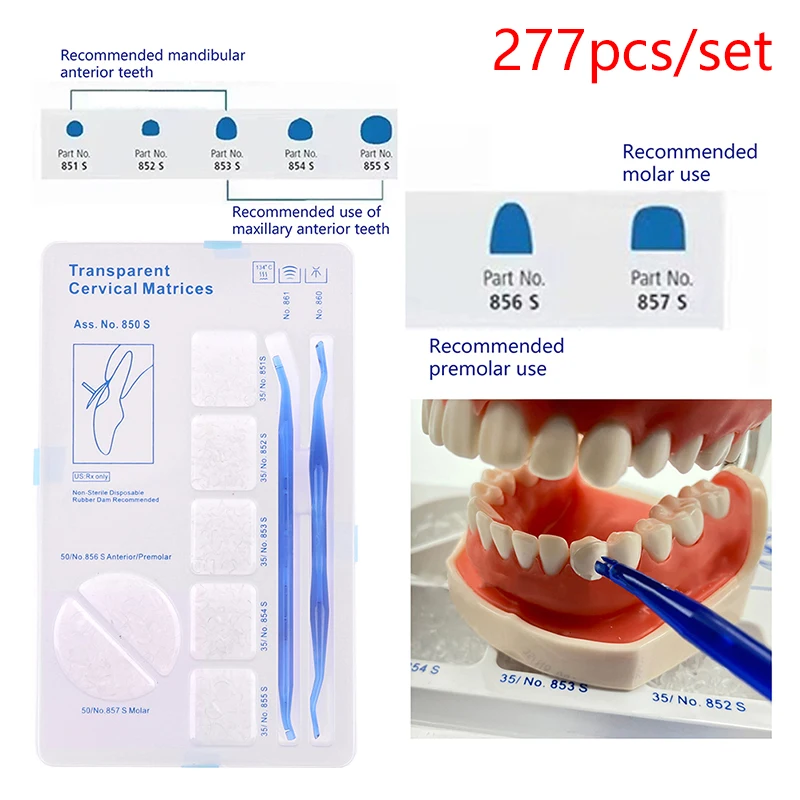 

277Pcs/Set Dental Matrix Cervical Matrices Composite Gingival for Transparent 850S Dentist Tools Dentistry