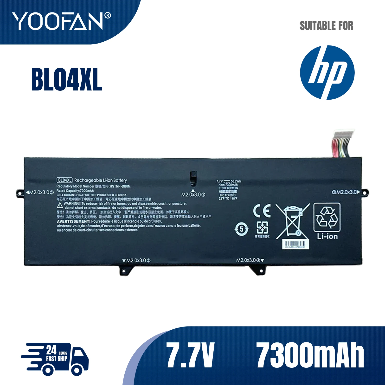 

YOOFAN BL04XL BLO4XL HSTNN-DB8M HSTNN-UB7N L07041-855 L07353-241 L07353-541 Laptop Battery For HP EliteBook X360 1040 G5 G6 7.7V