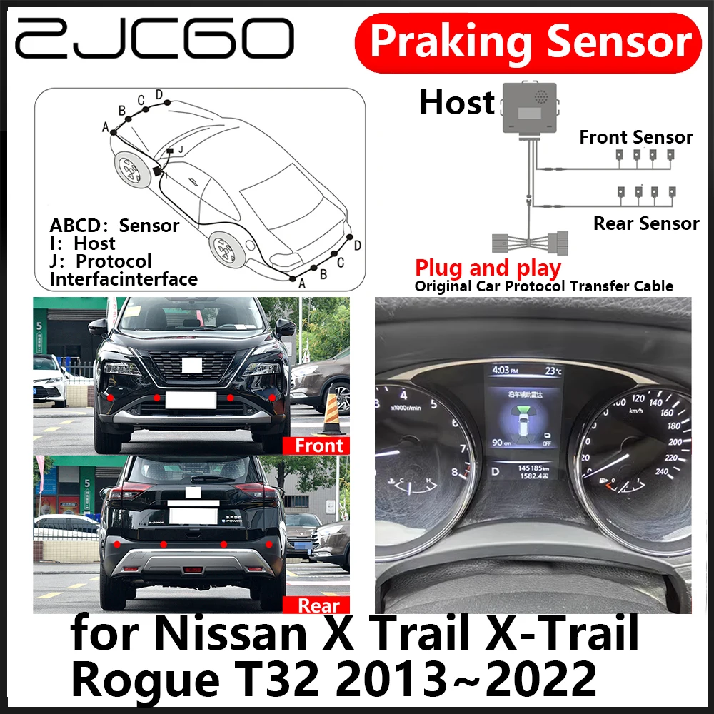 

ZJCGO OEM Front Rear Reverse Parking Sensor PDC Car Reversing AID System for Nissan X Trail X-Trail Rogue T32 2013~2022