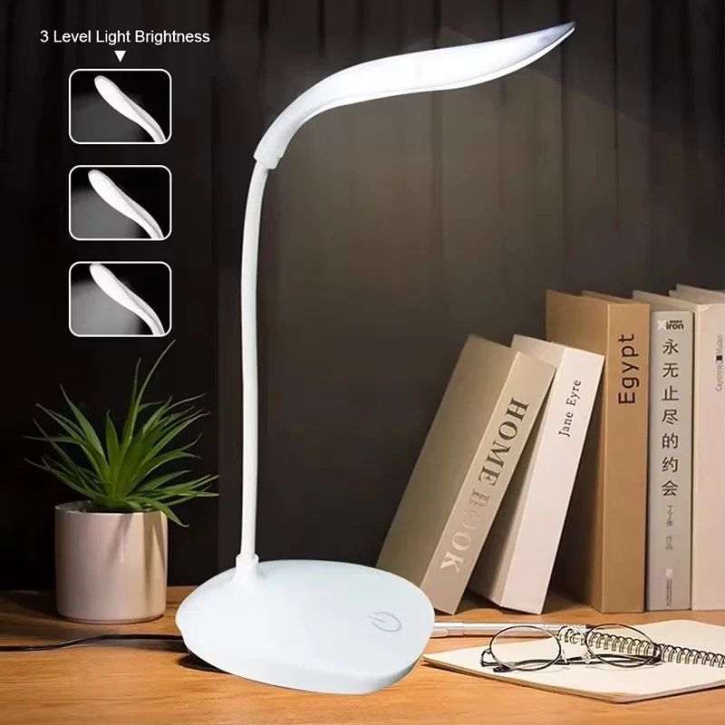 LED Table Lamp USB Chargeable 3 Color Dimmable Desk Adjustable USB LED Lamp Touch Foldable Eye Protection Reading Lamp For Home